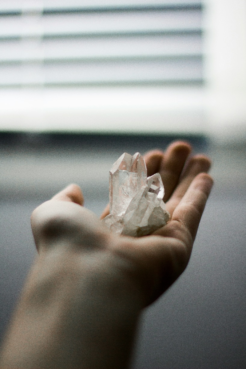 Crystal in hand.