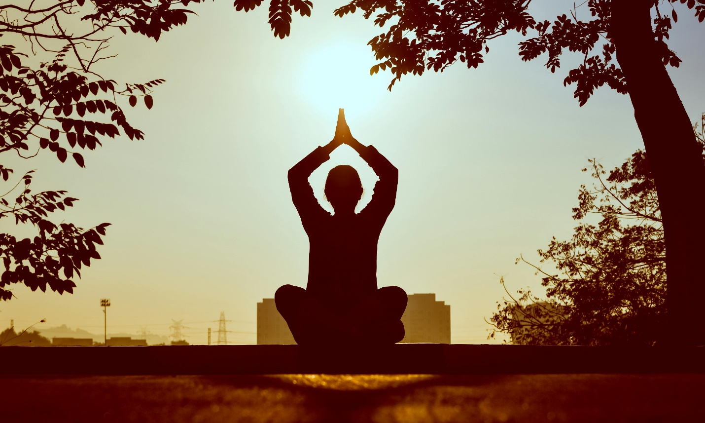 A person meditating.